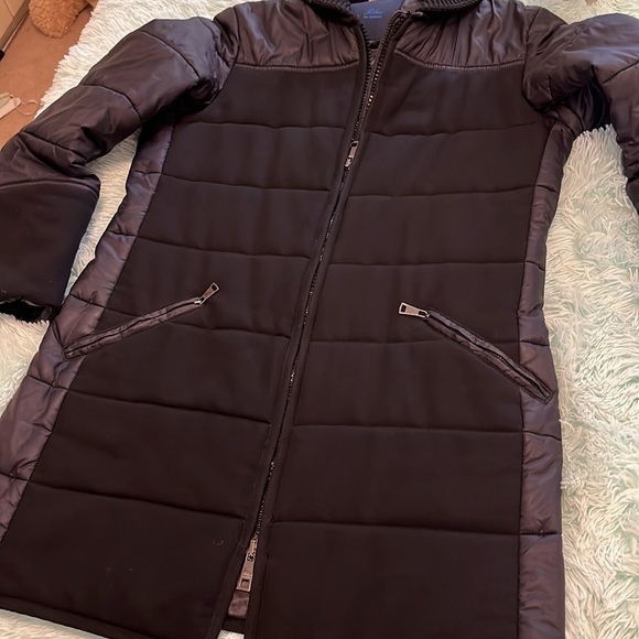 Blue les copains fabric and nylon car coat size medium. - Picture 7 of 14